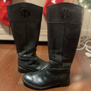 Tory Burch Black Leather Riding Boots